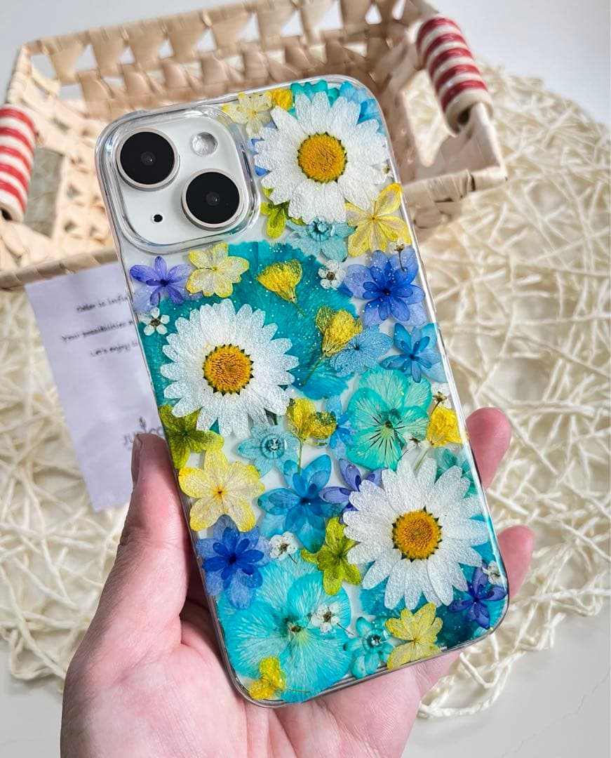 ハンドメイド押し花スマホケース　全機種対応iphone/GALAXY/AQUOS