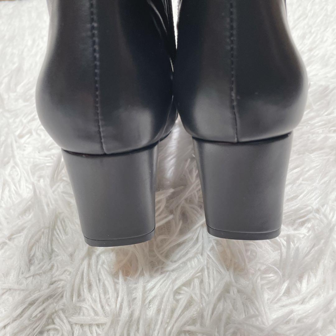 新品　未使用　セルフォード　ショートブーツ　レザー　ブラック　ビジュー　22.5