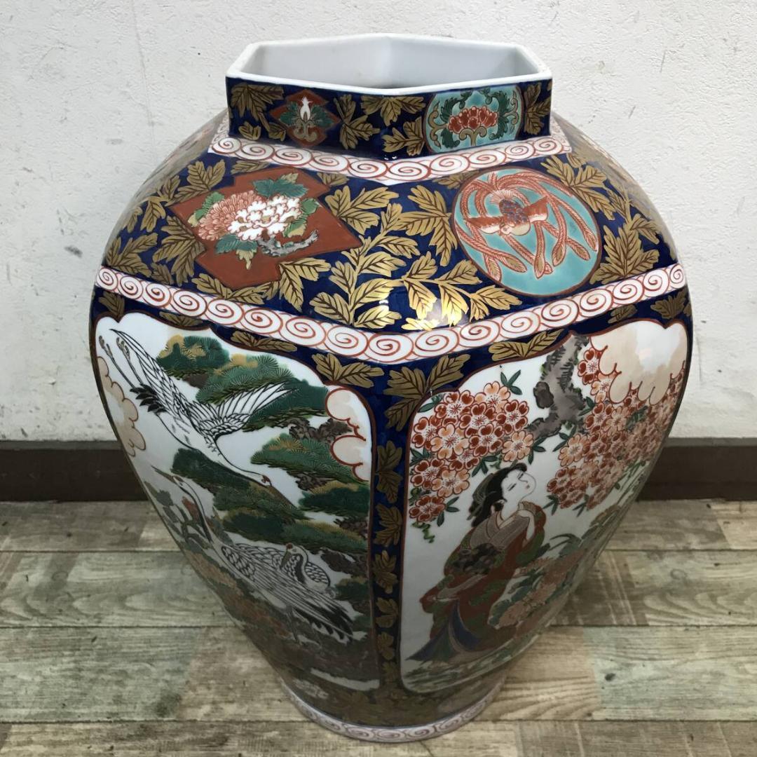 有田焼 夢右衛門窯 作 花鳥図 美人図 特大沈香壷 高約100㎝ 蔵出品