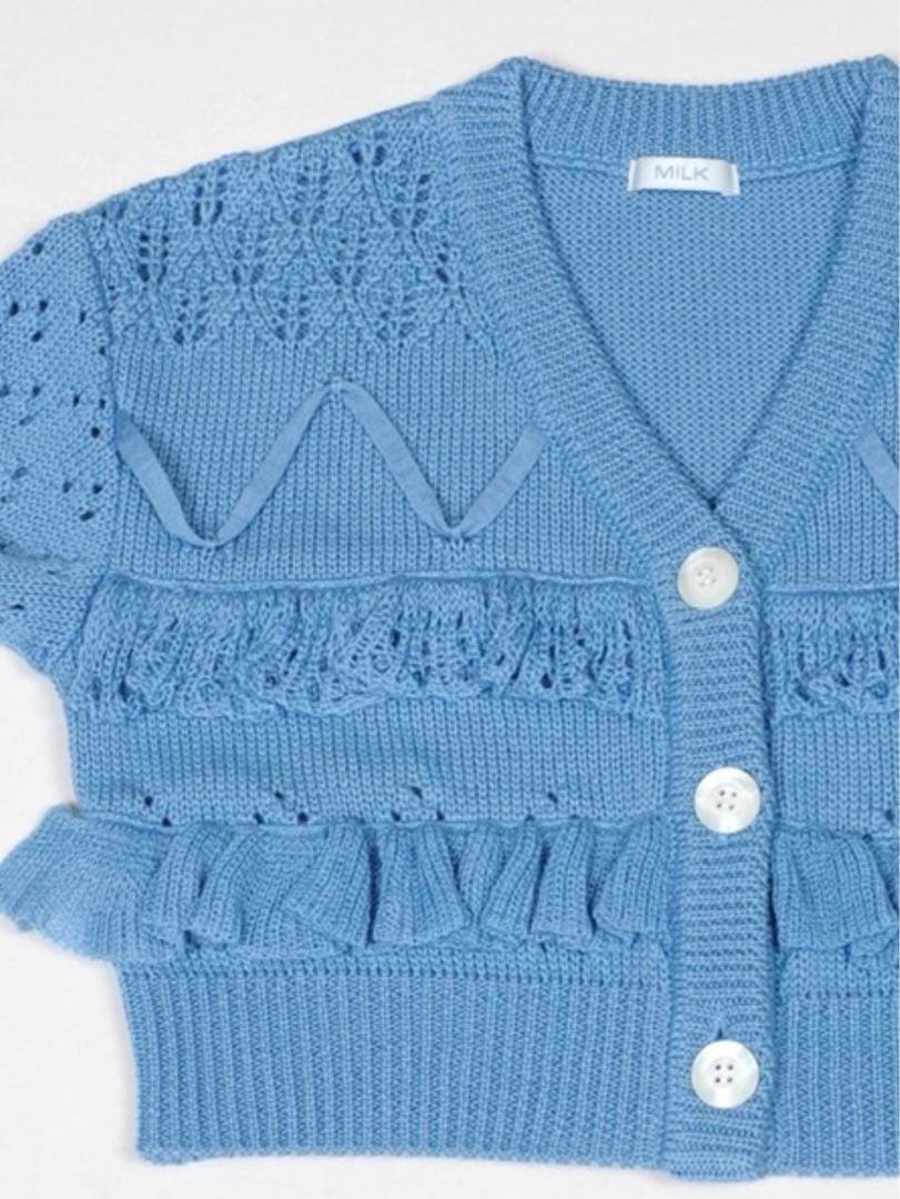 milk デコレーションカーディガン ブルー