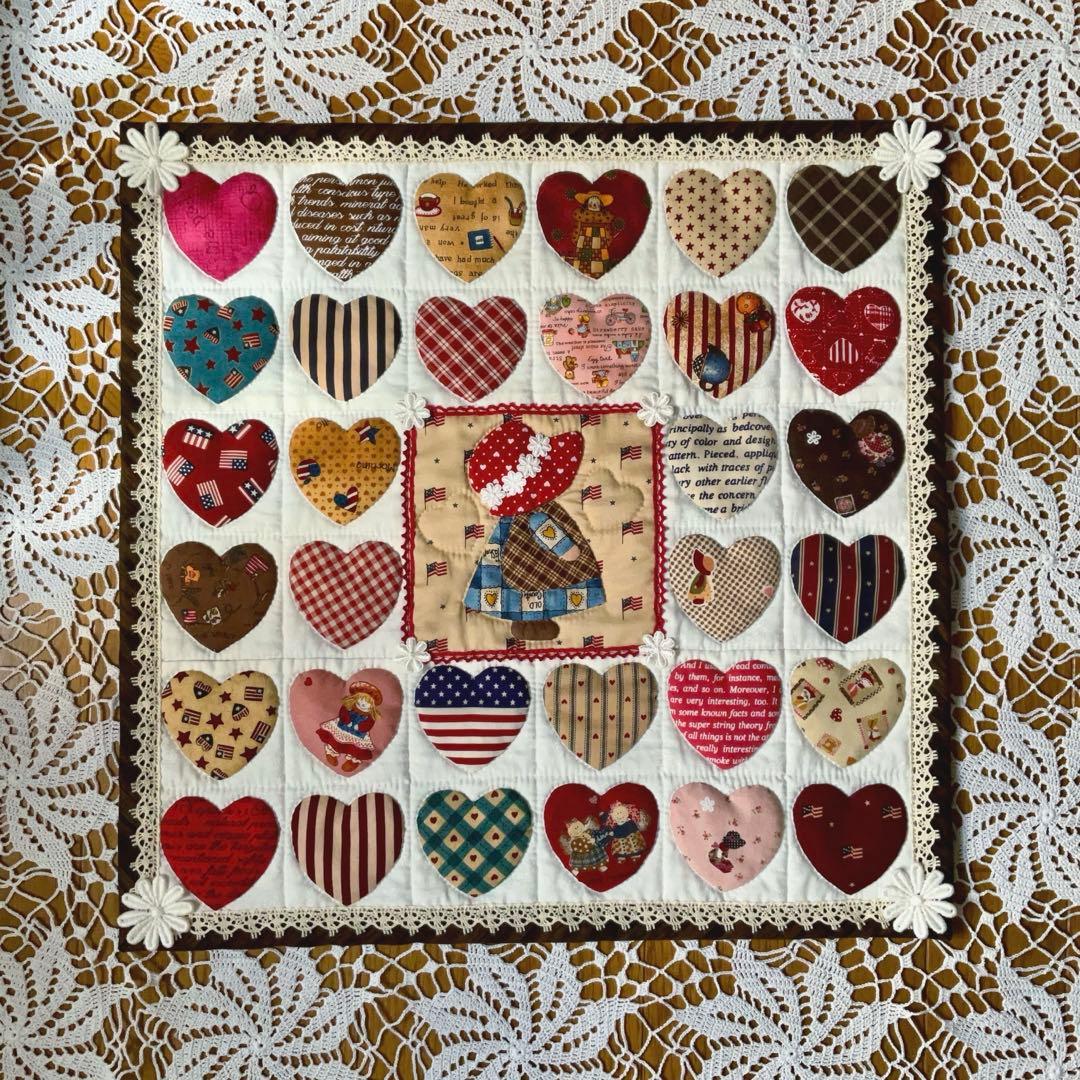 ★手作りパッチワーク♪可愛いスーちゃん＆ハートいっぱいキルト♪カントリー系★