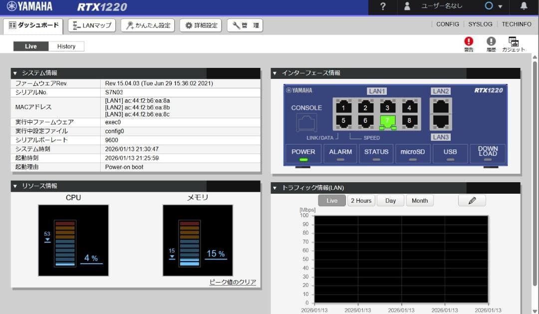 YAMAHA RTX1220 有線ルーター