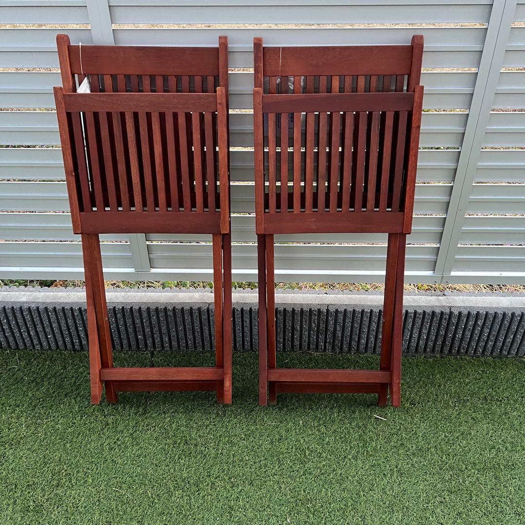 【新品】ぼん家具 木製チェア 2脚セット　ガーデンチェア 屋外