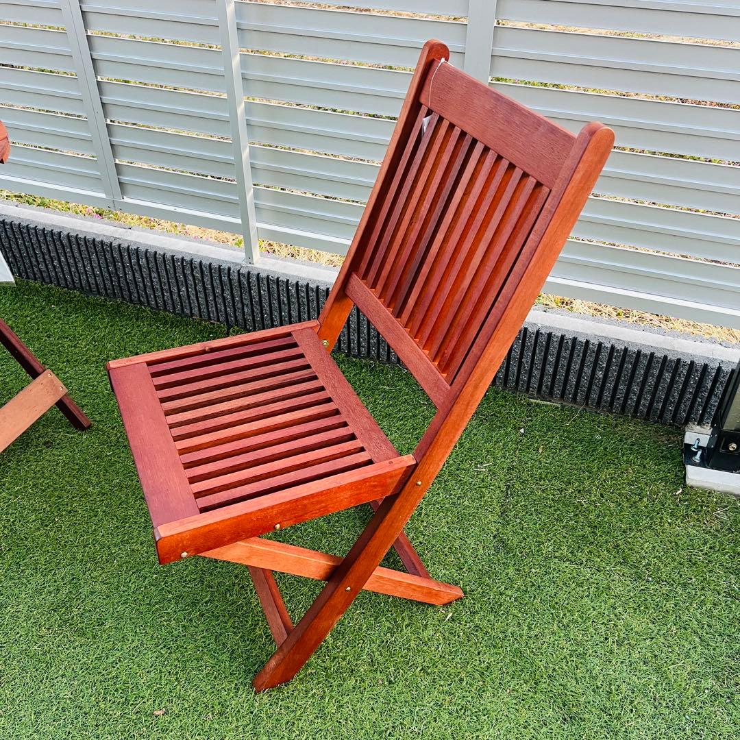 【新品】ぼん家具 木製チェア 2脚セット　ガーデンチェア 屋外
