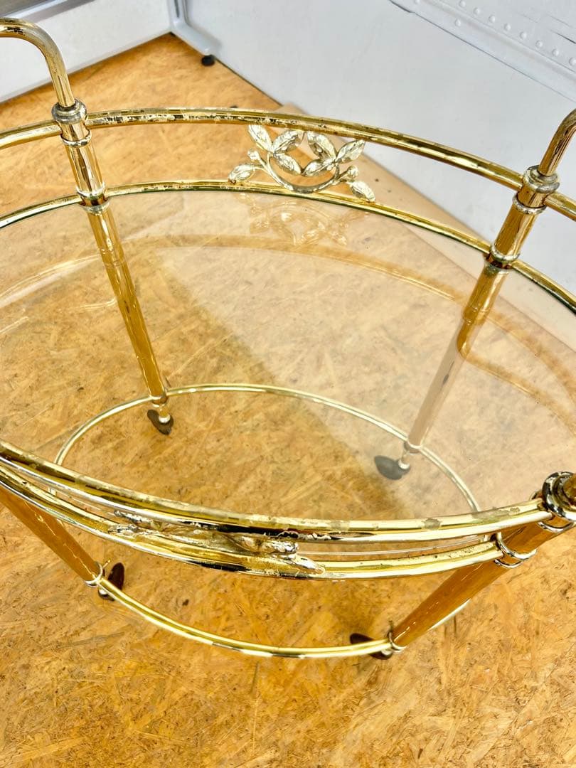 585 ヨーロピアン キッチンワゴン アンティーク　クラシック 重厚 真鍮風　a