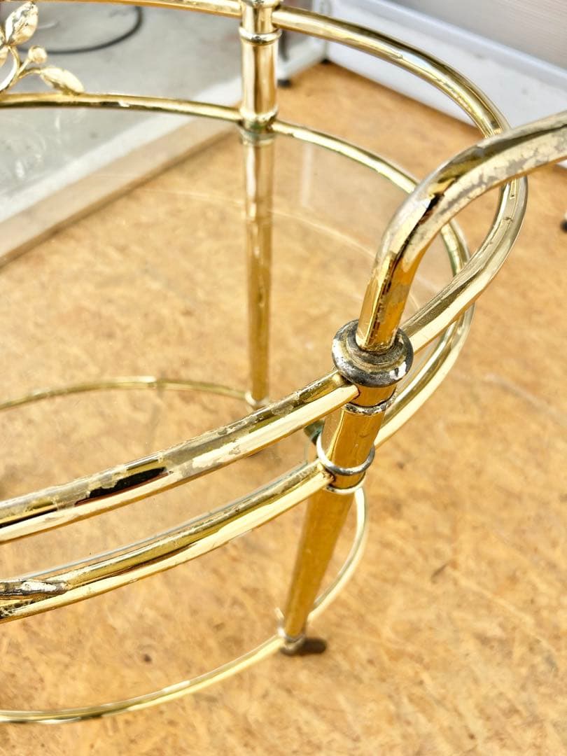 585 ヨーロピアン キッチンワゴン アンティーク　クラシック 重厚 真鍮風　a