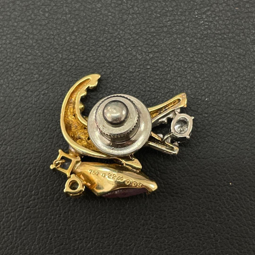 梶光夫先生作　750ワニモチーフのダイヤモンドピンブローチ