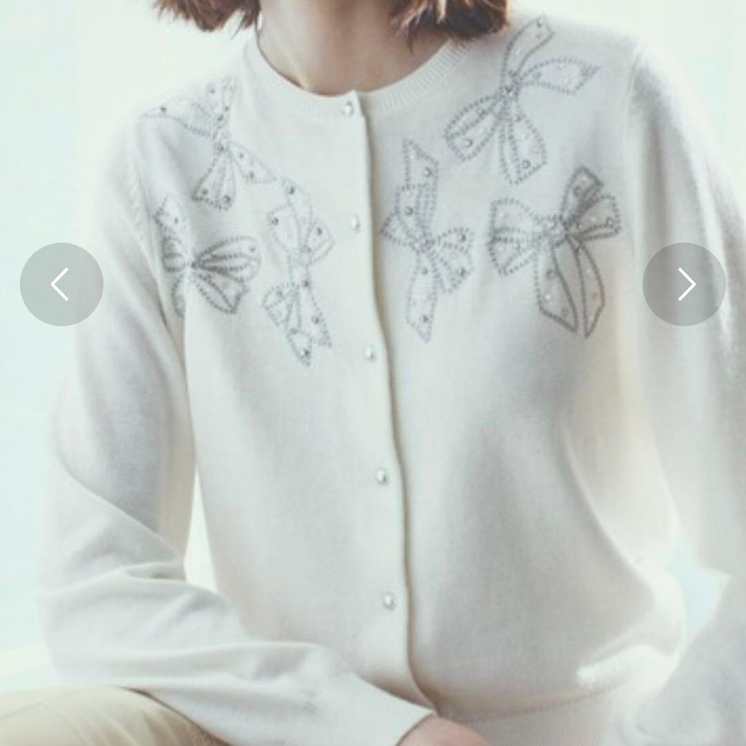 ストロベリーフィールズ　エイミーアンゴラ　リボンモチーフ　カーディガン