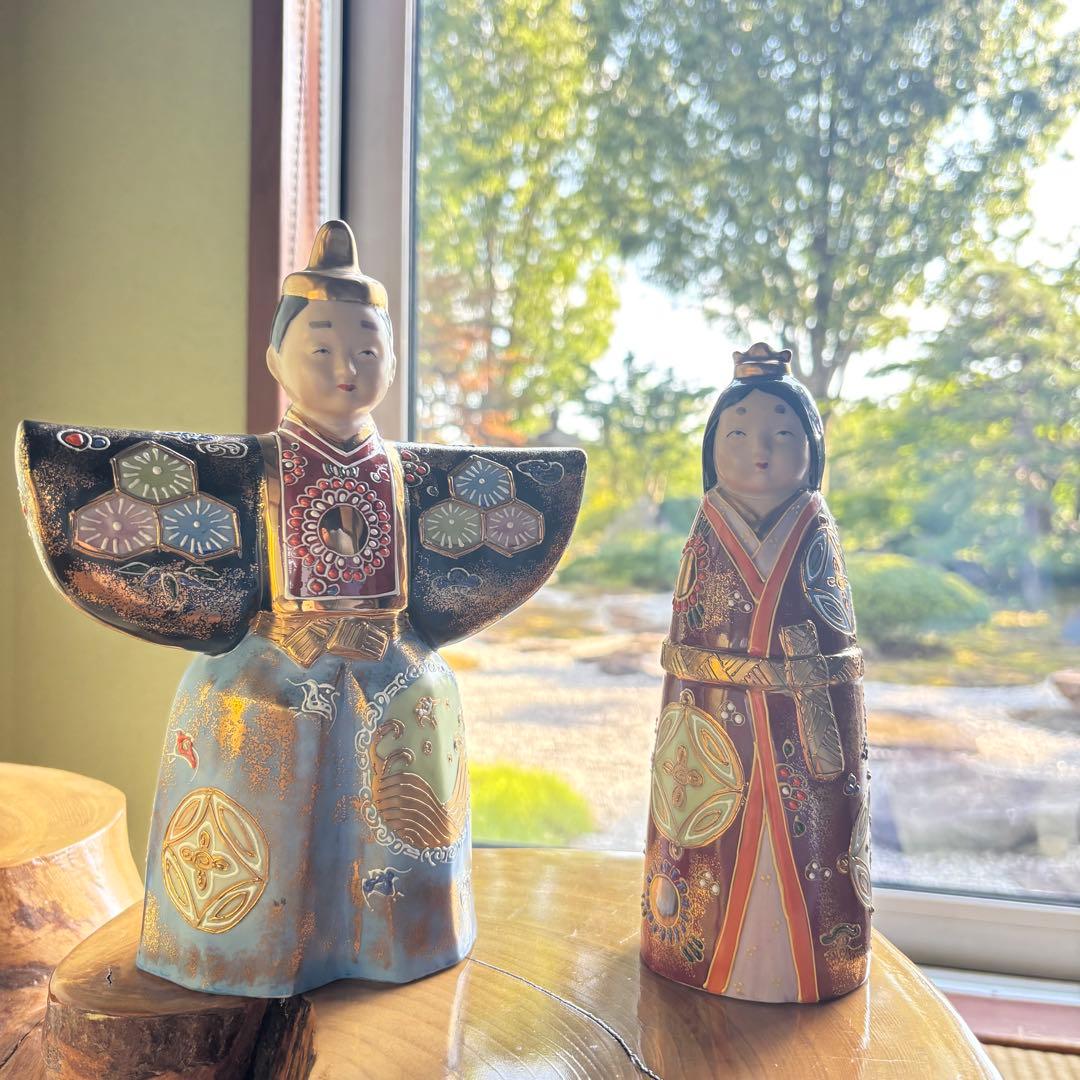 九谷焼　立雛　屏風付き　雛人形　お雛様