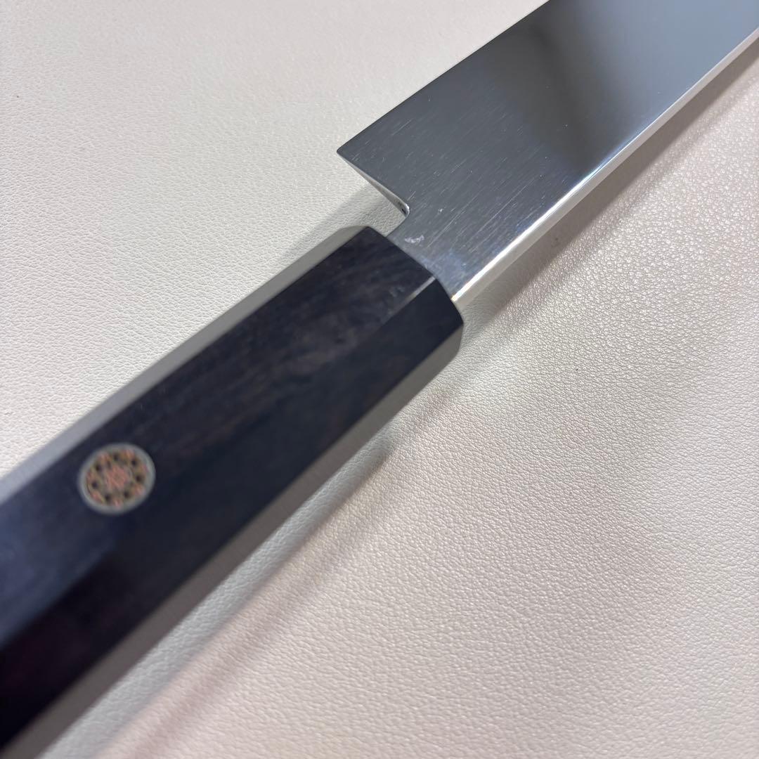 「ゆうちゃんママ 」270mm 切付柳刃包丁 鏡面　黒檀八角柄 刺身包丁