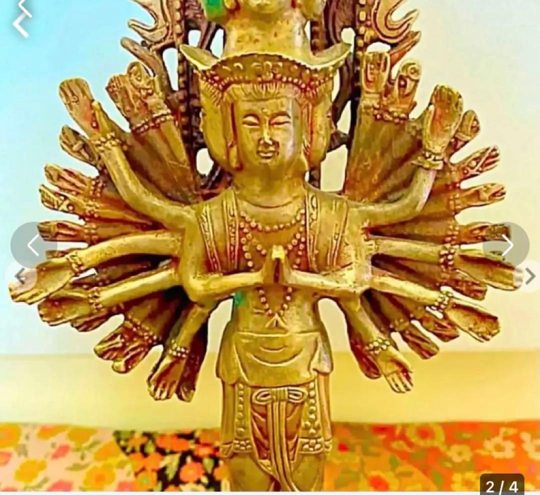 金運爆上げ　人生変わります！明朝時代チベット縦35cm純銅製千手観音