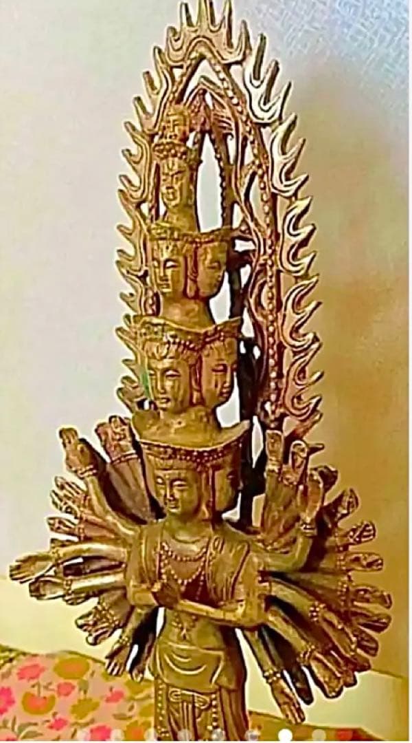 金運爆上げ　人生変わります！明朝時代チベット縦35cm純銅製千手観音