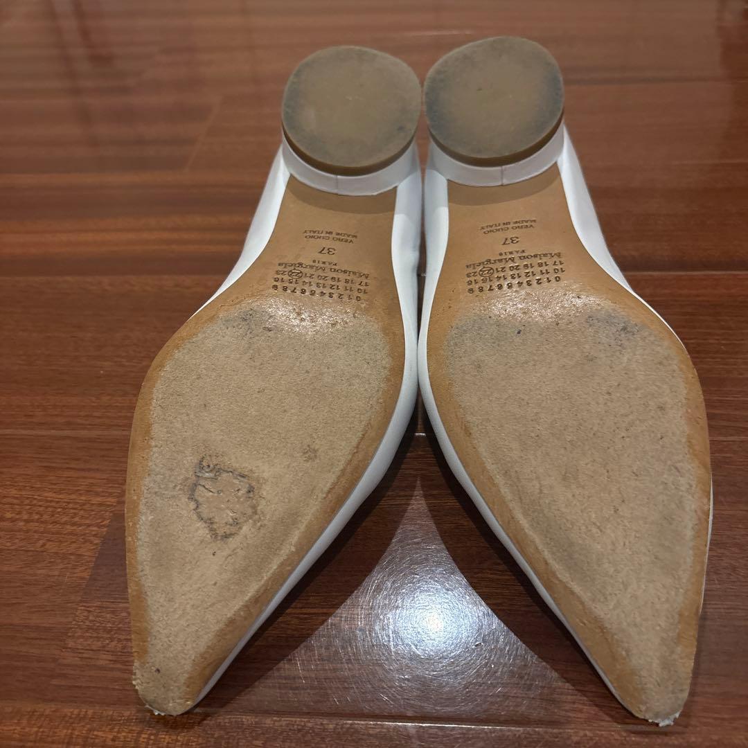 【美品】Maison Margiela白 ポインテッドトゥ フラット 37