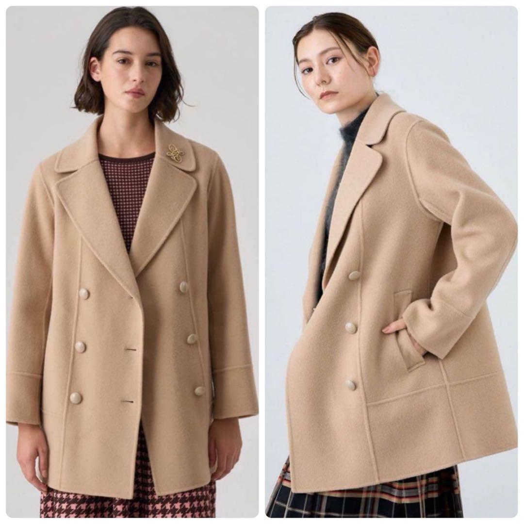 【ANAYI】定価7.9万　リバーピーコート　ミドル丈　ハーフコート キャメル