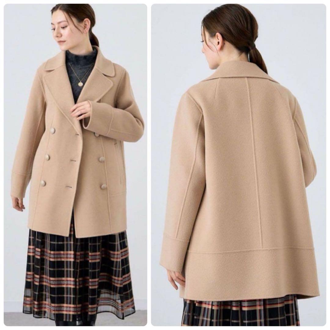 【ANAYI】定価7.9万　リバーピーコート　ミドル丈　ハーフコート キャメル