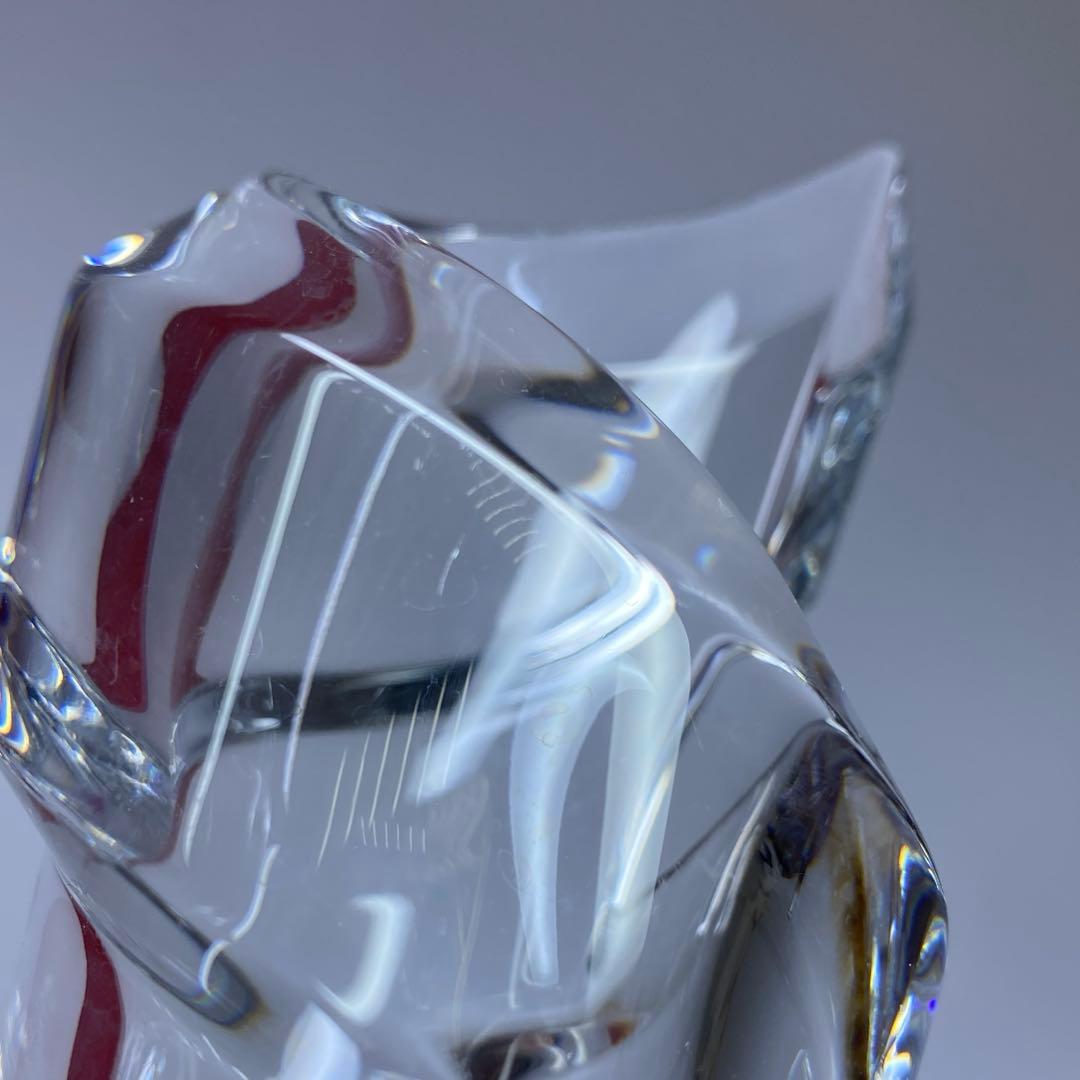 バカラ　スパイラルフラワーベース　共箱　高さ21㎝　東Y7-0204☆1Fトヒト