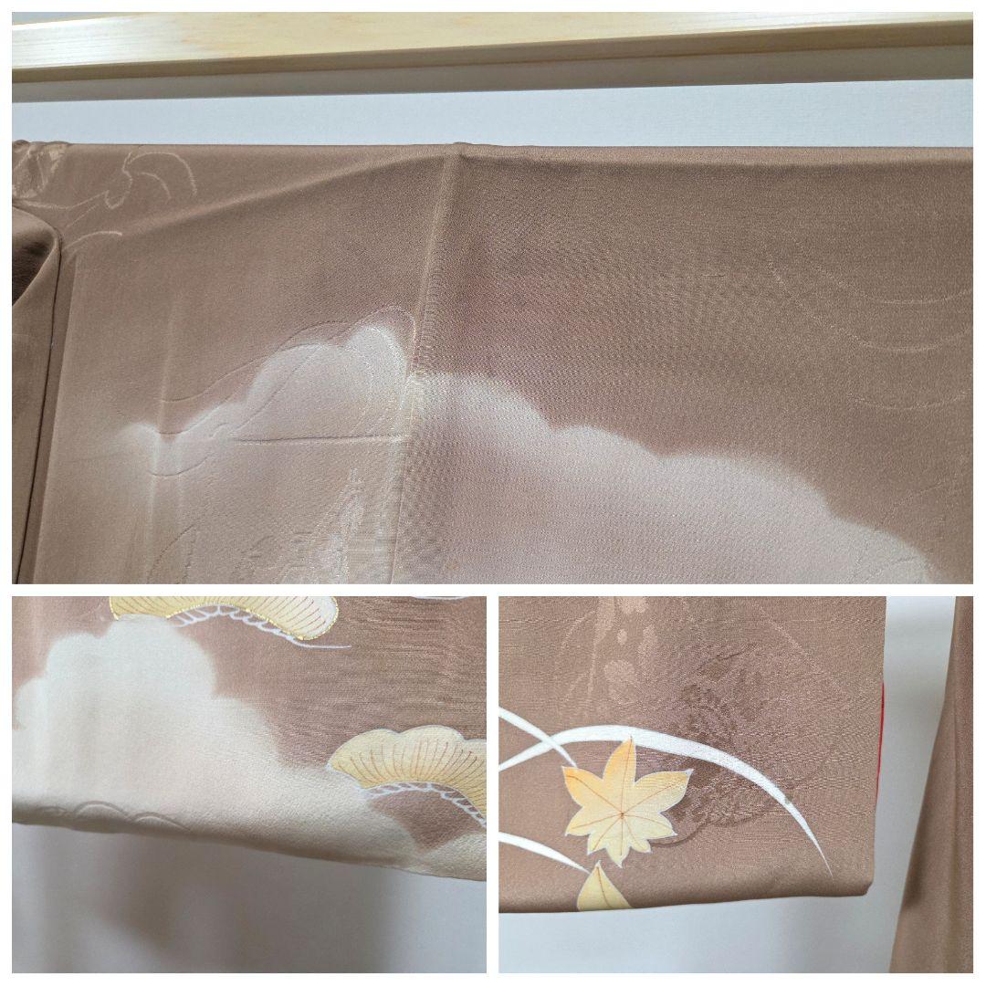 A アンティーク 雲に季節の花々 金彩 刺繍 袷 正絹 訪問着 着物 23
