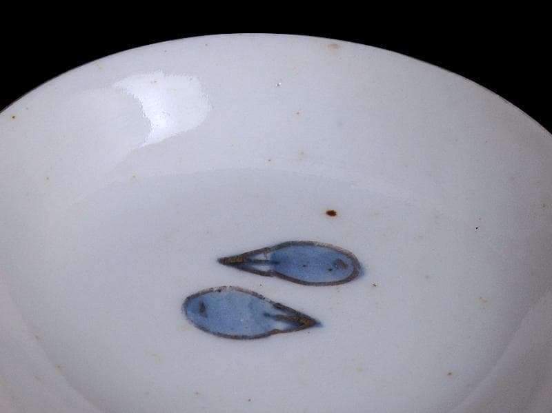 古伊万里　染錦　茄子の図　蓋茶碗　AS-DCa