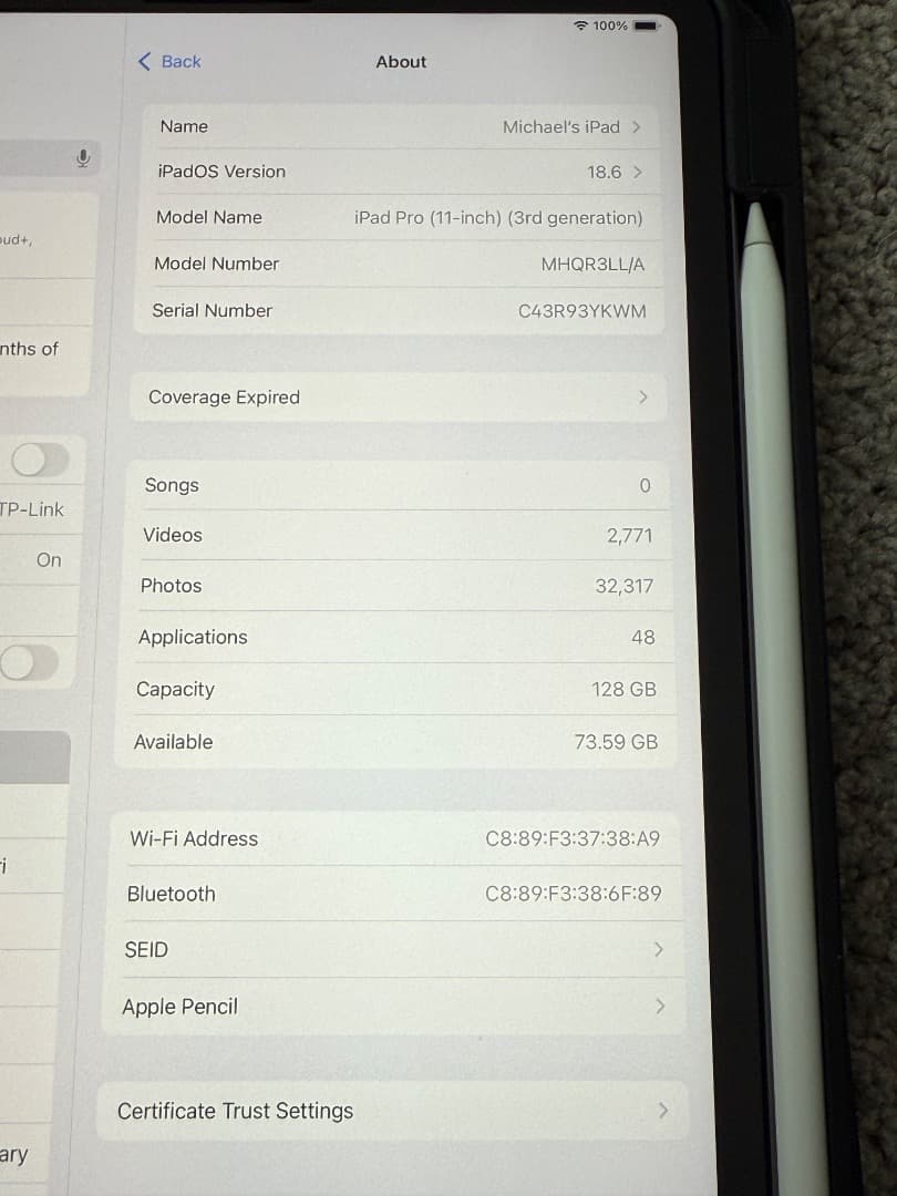 iPad Pro 11 第3世代 128GB + Pencil + ケース