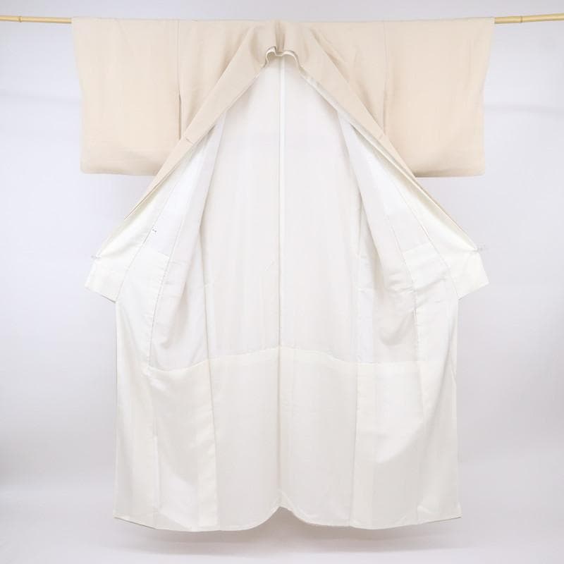 《長尺■色留袖■古典柄◆檜扇に文箱吉祥文■ベージュ◆袷正絹着物◆DY3-7》