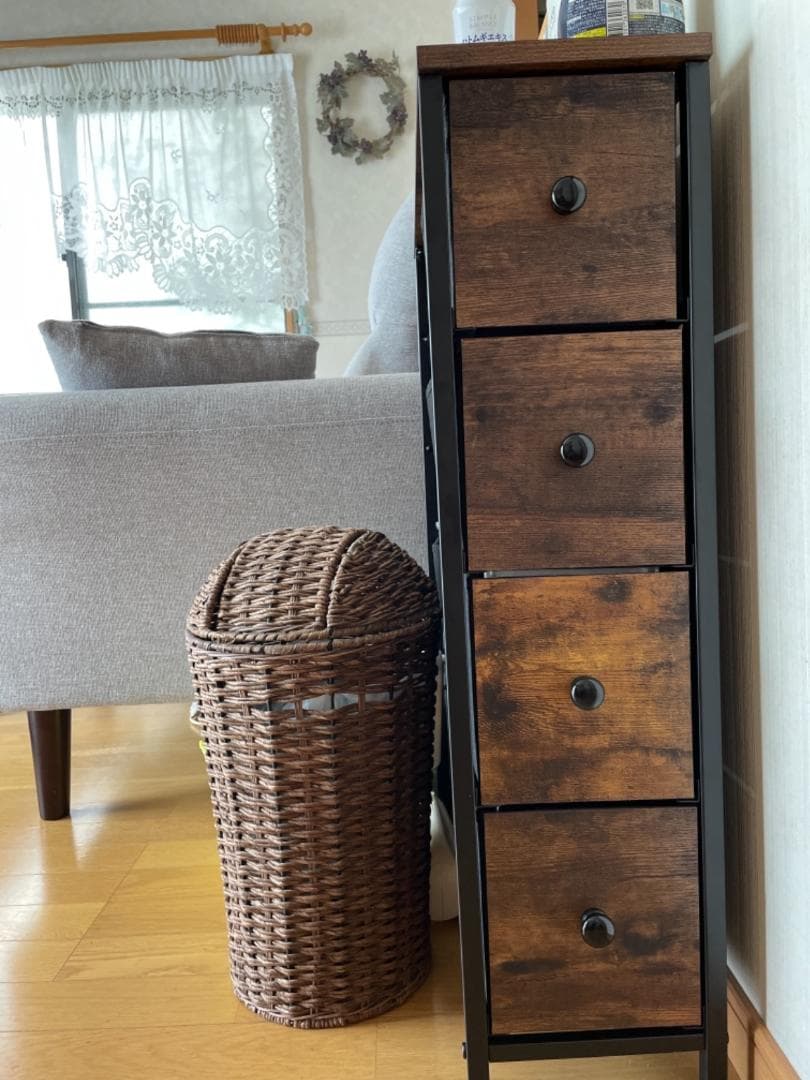 すきま収納 スリム 木目調のおしゃれなデザイン チェスト 棚