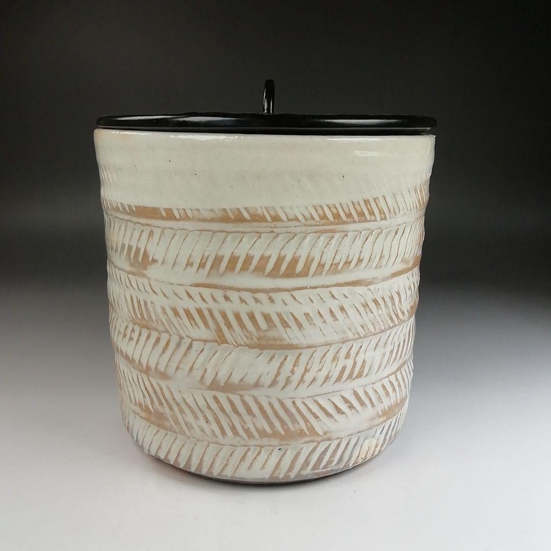 Ｔ８６３　水指　『三島　水指』『朝日窯　松林良周 作』　共箱　茶道具