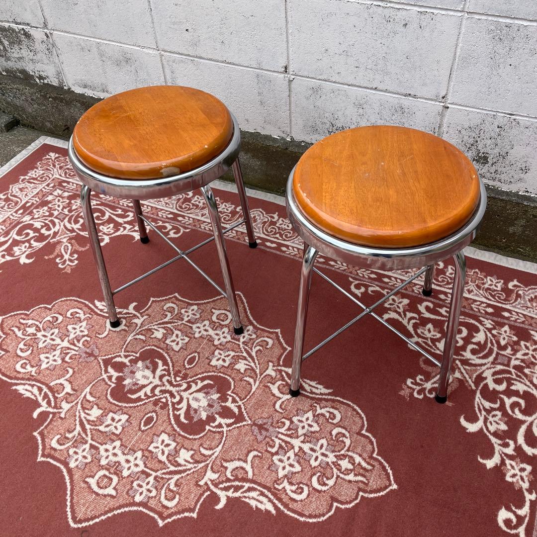 ビンテージ品 古家具◼︎2点セット チトセ 丸椅子 ラウンドスツール B