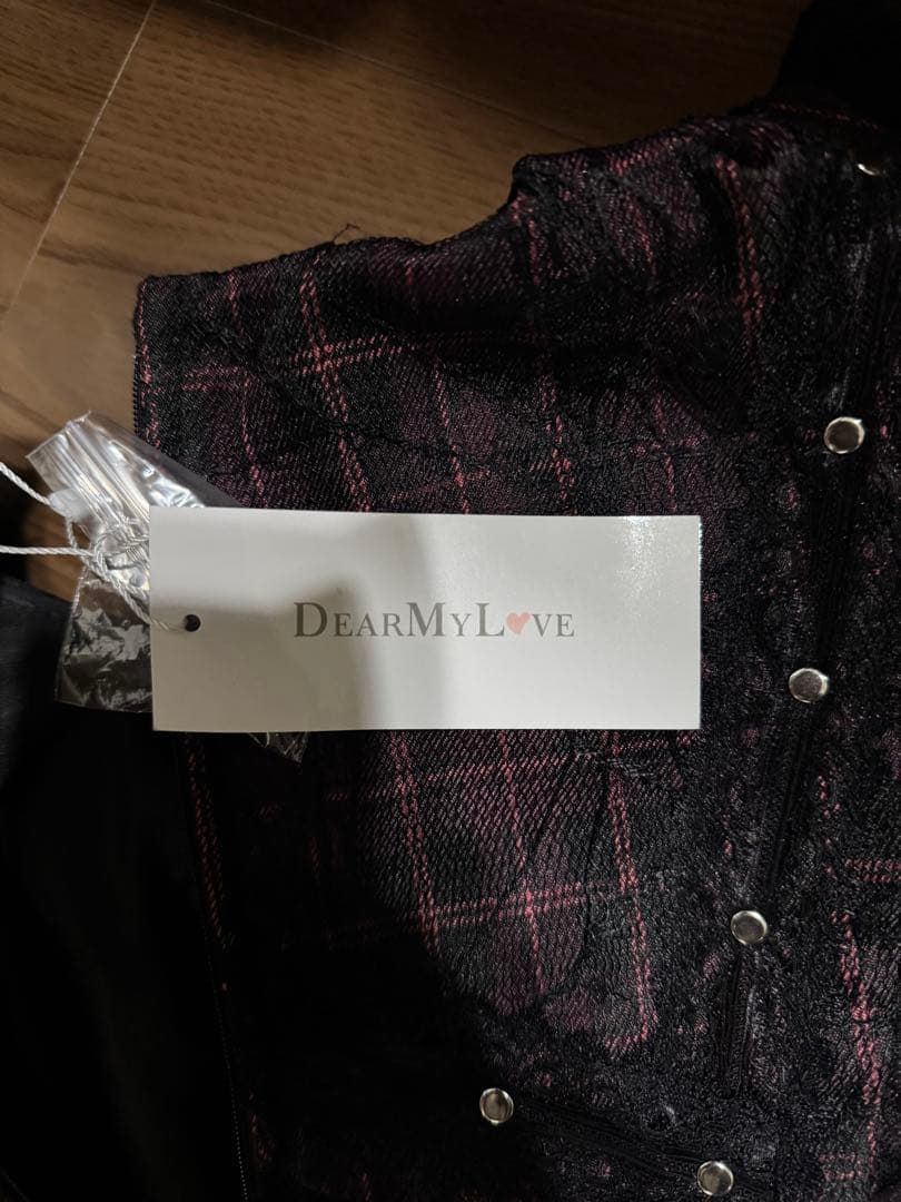 夢展望 DearMyLove クモレース角襟ベルトレースアップワンピース