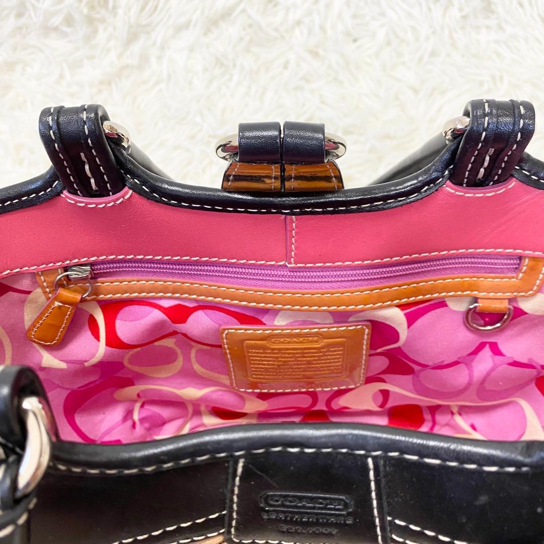 【美品】コーチ　かごバッグ　ハンドバッグ　レザー　蝶