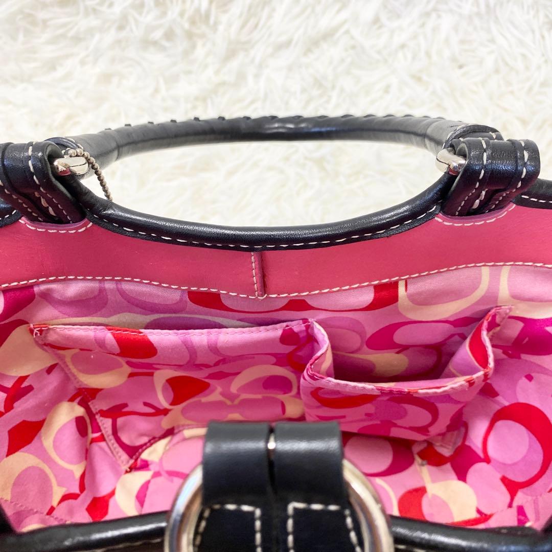 【美品】コーチ　かごバッグ　ハンドバッグ　レザー　蝶