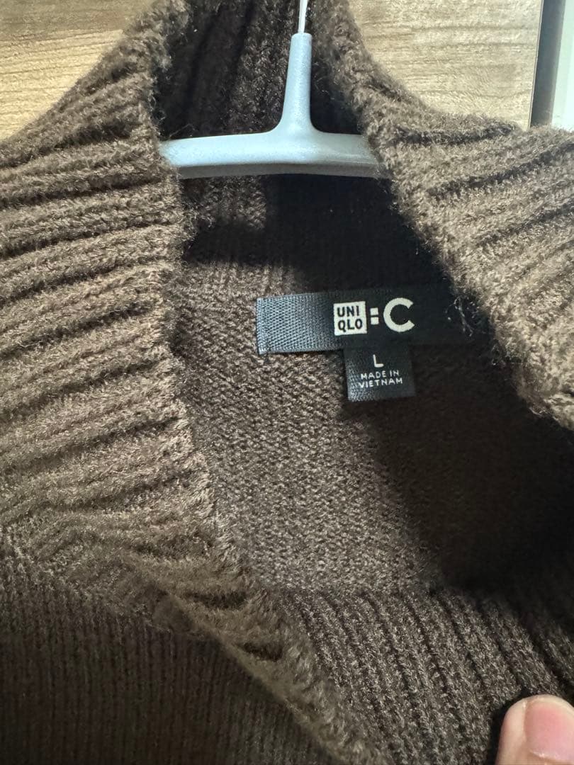 【2点セット】ユニクロC ローゲージハイネックセーター 　ブラウンタートルネック