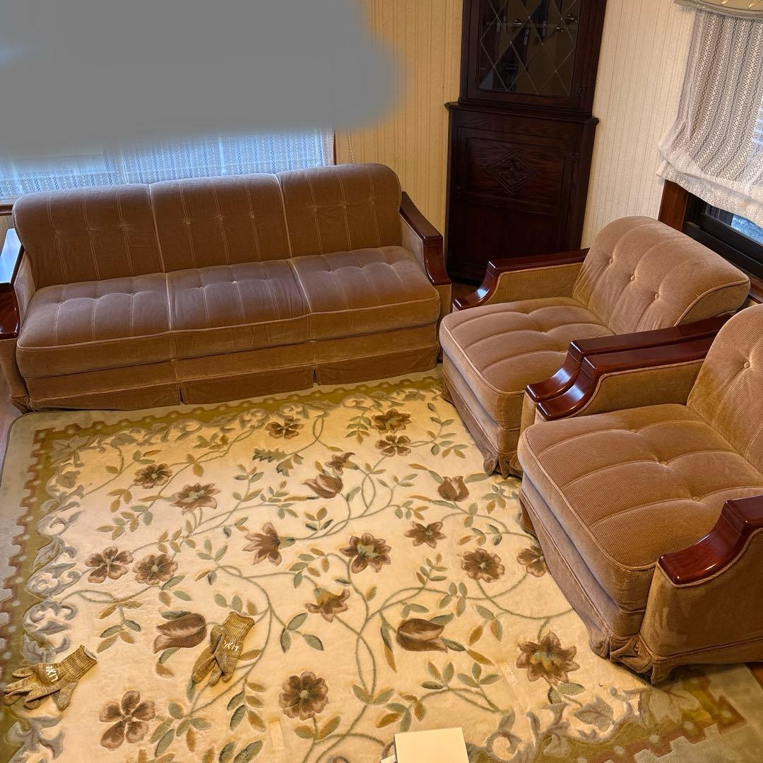 ②美品！昭和レトロ マルニ木工1人掛けソファ ビンテージ オールド コーデュロイ