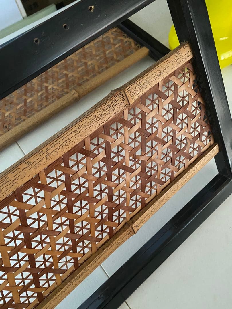 組子細工　欄間　2枚　木製　間仕切り　建具　竹細工　骨董　レトロ　古民具