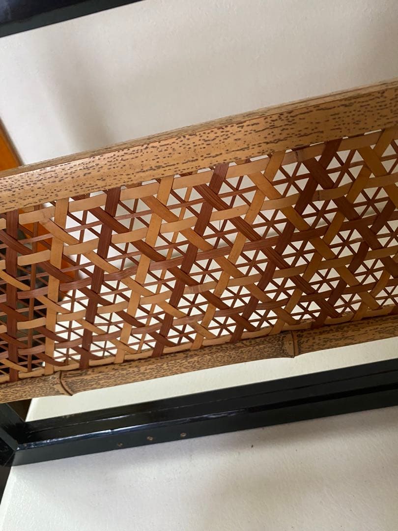 組子細工　欄間　2枚　木製　間仕切り　建具　竹細工　骨董　レトロ　古民具