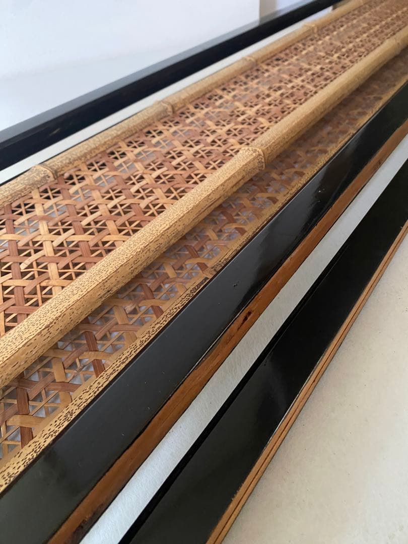 組子細工　欄間　2枚　木製　間仕切り　建具　竹細工　骨董　レトロ　古民具