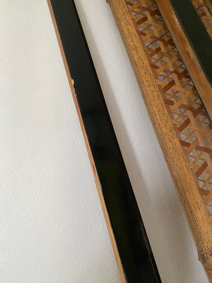 組子細工　欄間　2枚　木製　間仕切り　建具　竹細工　骨董　レトロ　古民具