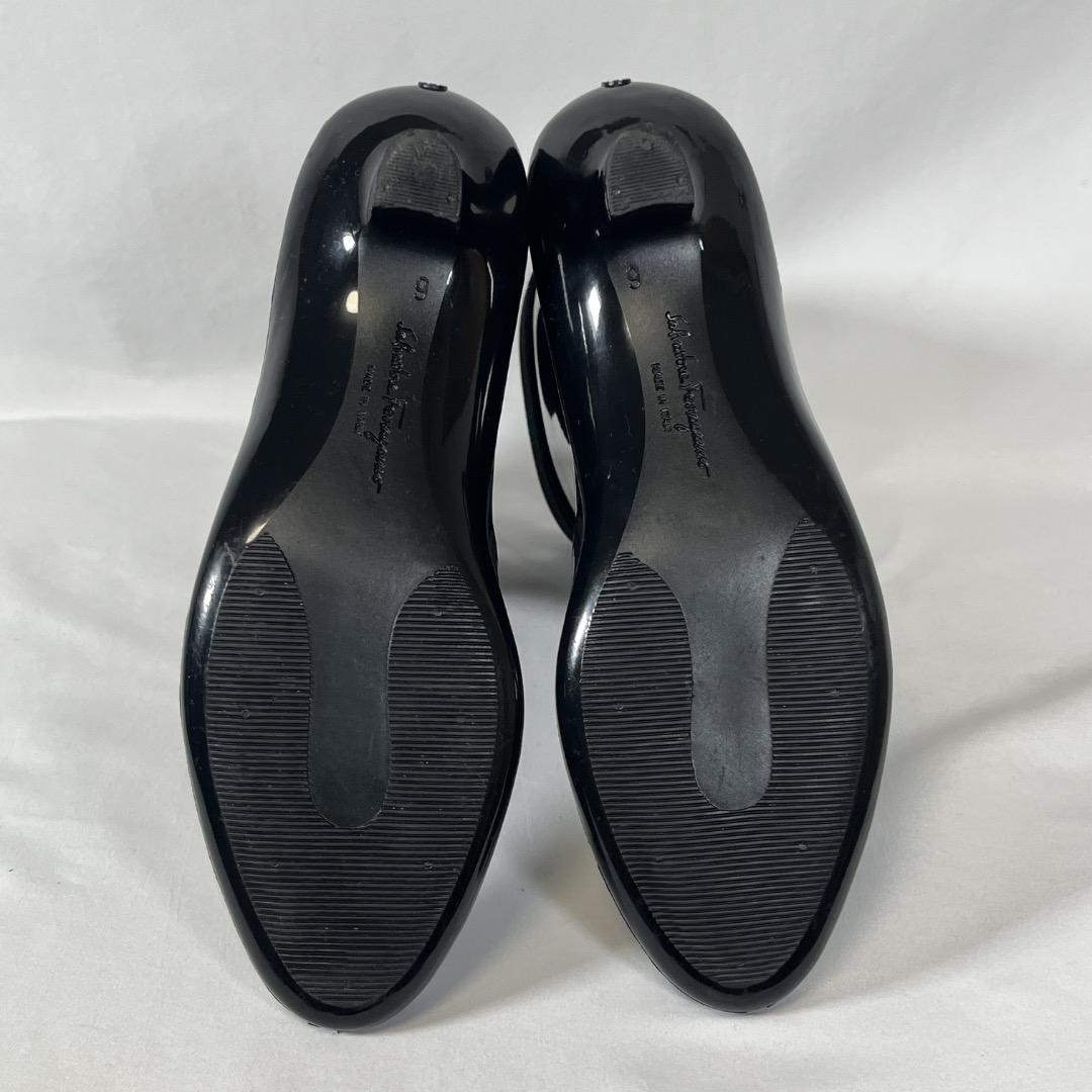 Salvatore Ferragamo ブラックレインブーツ 黒リボン付き