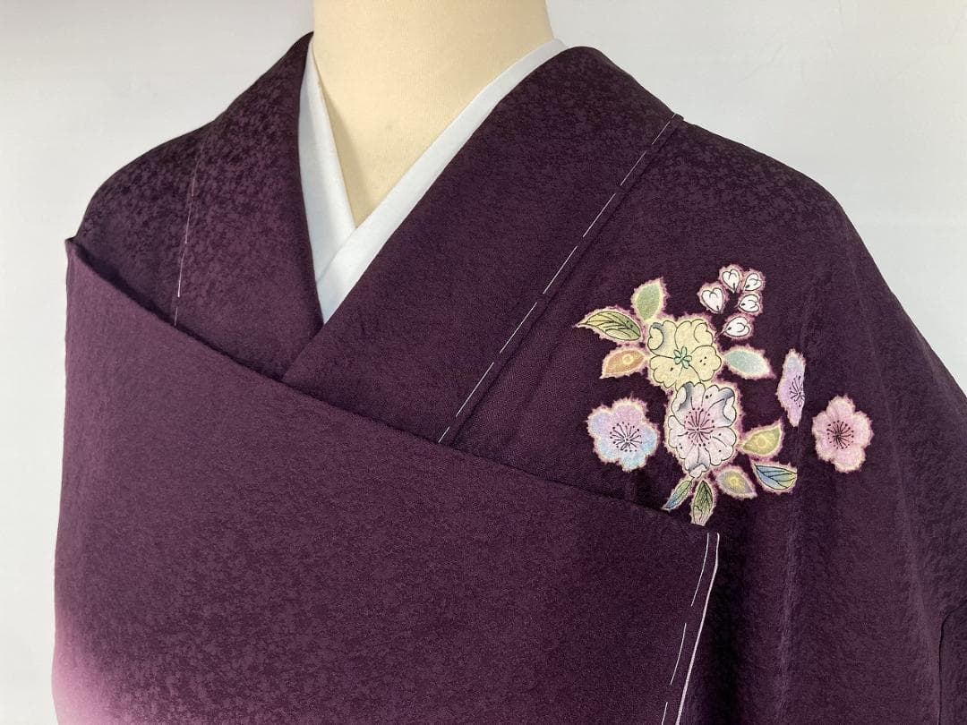 未使用 辻が花 絞り 訪問着 辻ヶ花 袷 紫 ピンク パステル 淡紅藤 1368