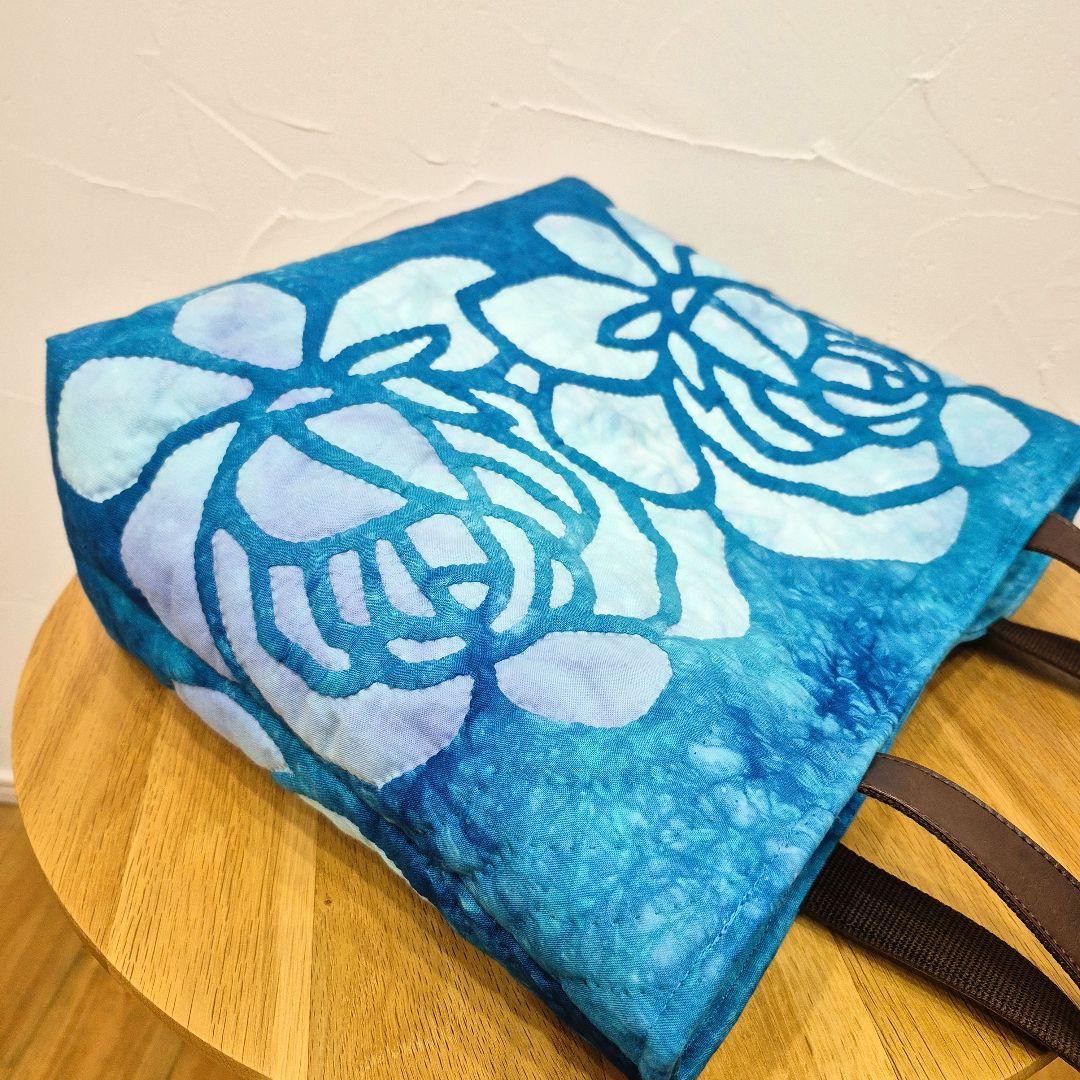 NO.217 ハワイアンキルト トートバッグ ハンドメイド ロケラニ♡ブルー