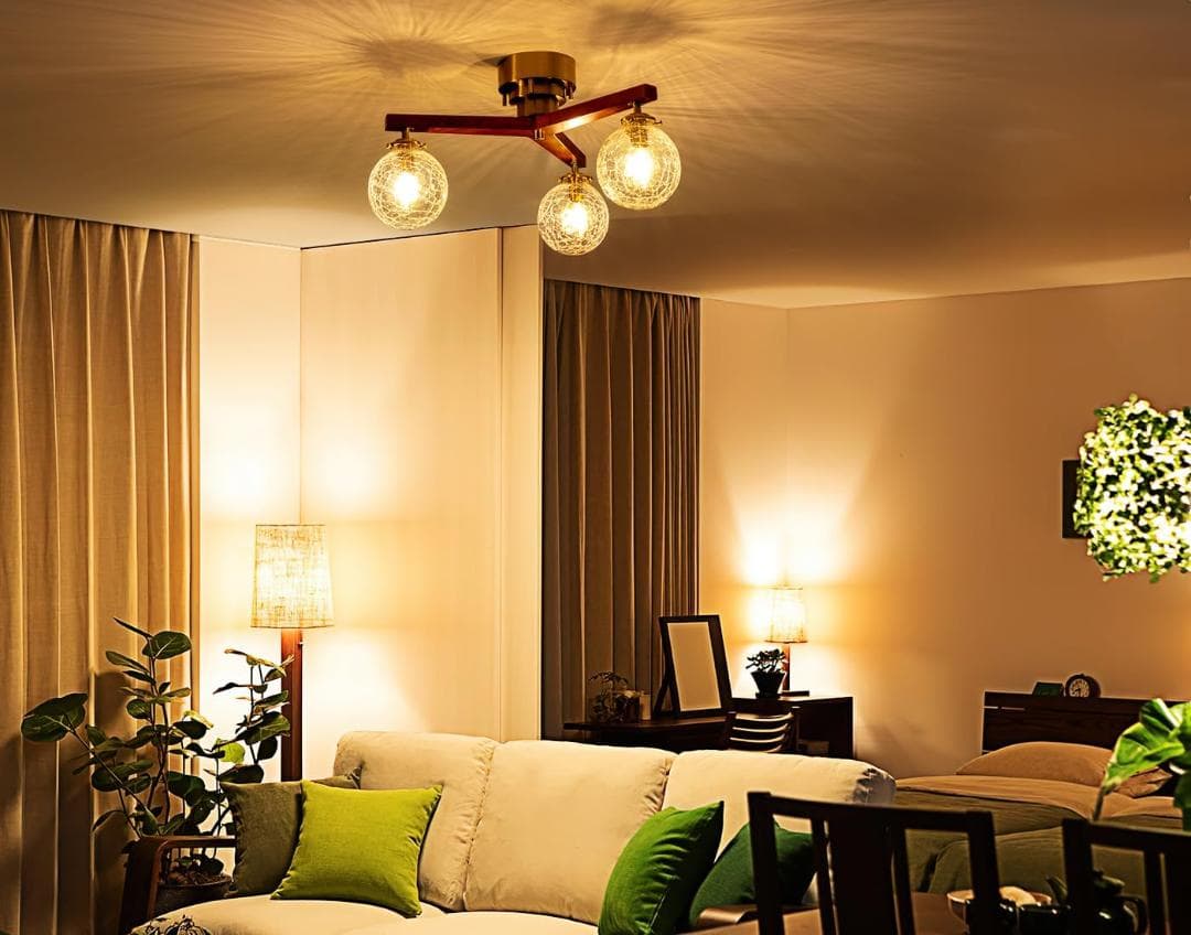 【新品・未開封】シーリングライト 3灯 天井照明 LED対応 レトロ おしゃれ