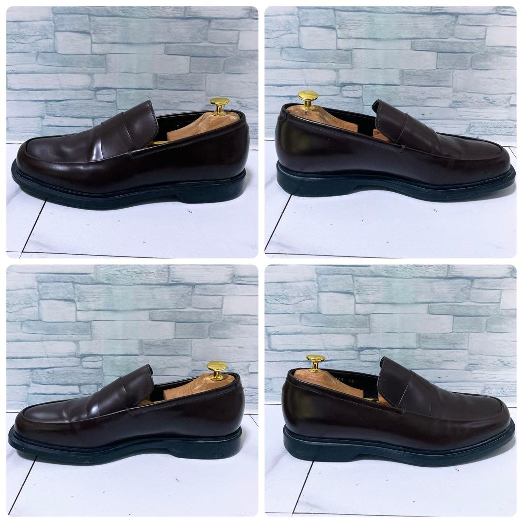 美品 PRADA ペニーローファー スクエアトゥ 本革 ブラウン 26.5