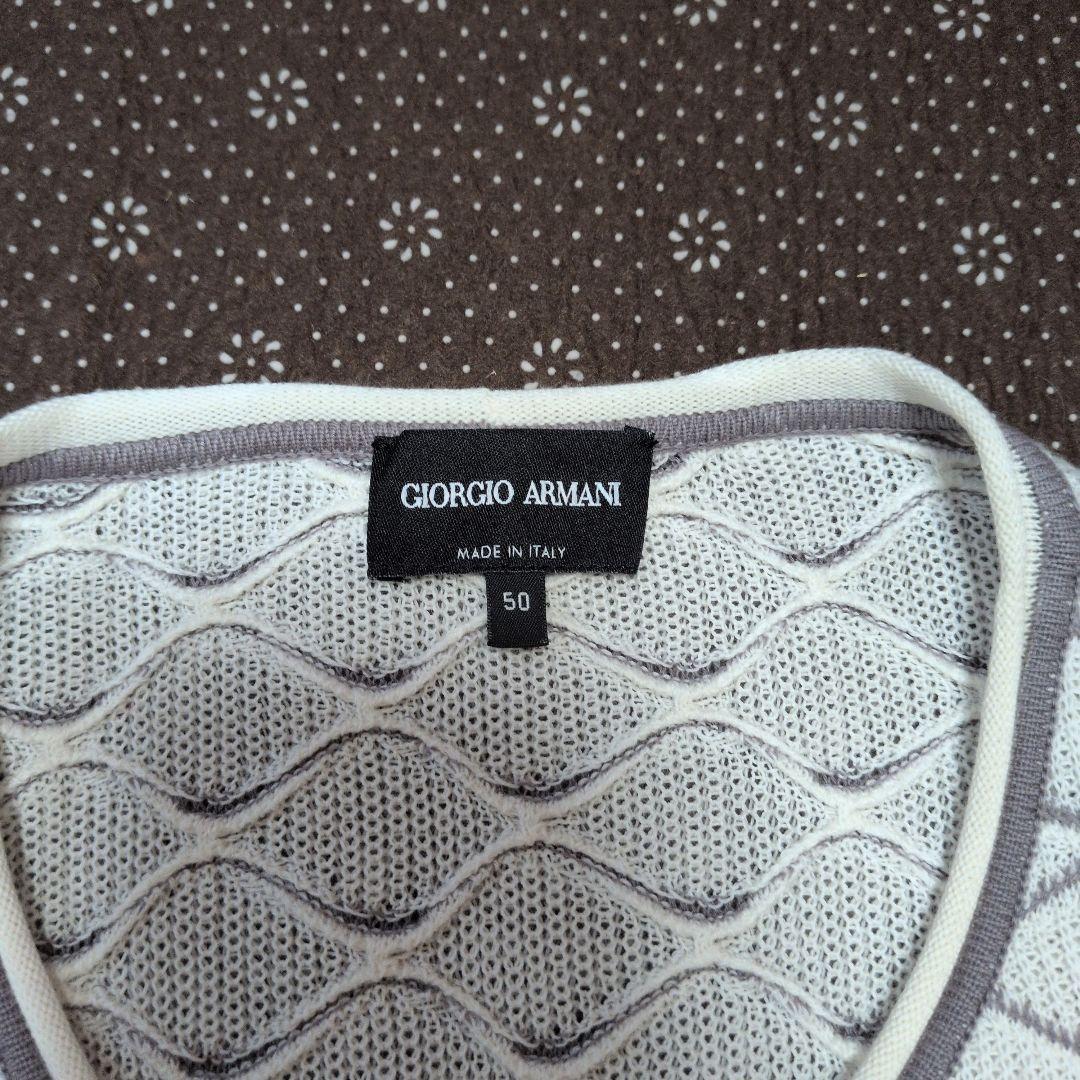 【美品】ジョルジオアルマーニ☆黒タグ　XL相当　幾何学模様　カシミヤ混　ニット