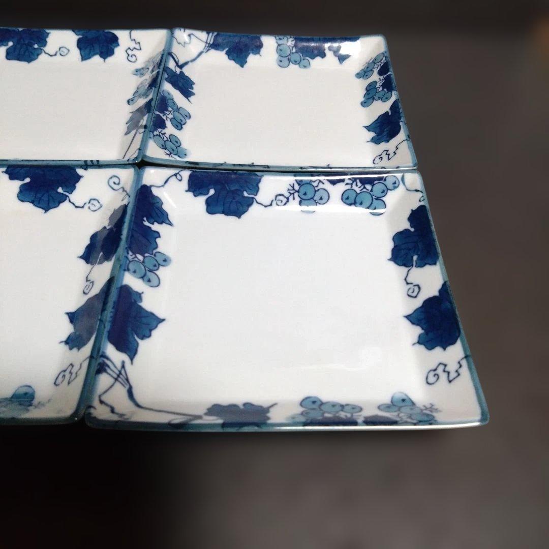 新品 有田焼 幸楽窯 角銘々皿5枚 取皿　つた葡萄　お祝い