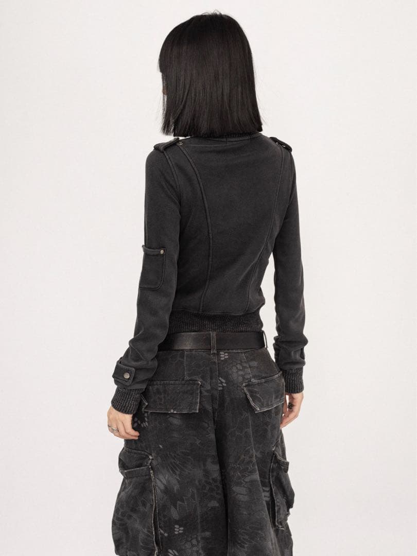 OCTTFLAB デニムジャケット y2k 韓国 opium ブラック モード