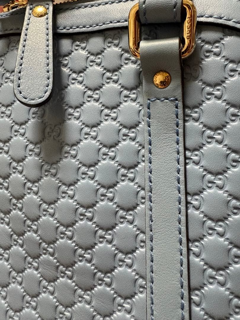 GUCCI グッチ マイクログッチシマ ハンドバッグ 2WAY ライトブルー