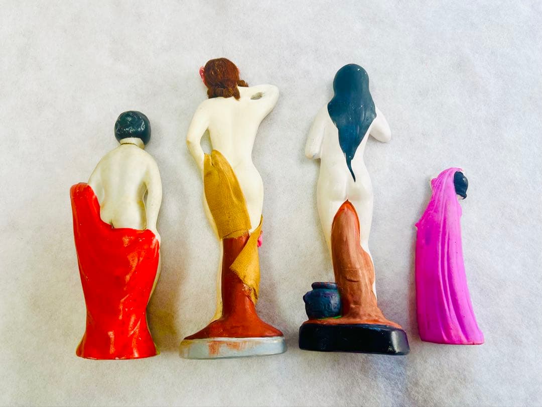 昭和初期 女性像 土人形 裸体表現 10体セット 全長約10〜18cm 美品