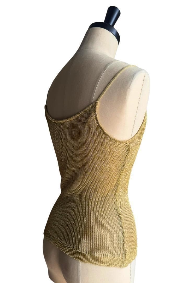 John Galliano Y2K ゴールド キャミ トップ 裏地付き サイズS