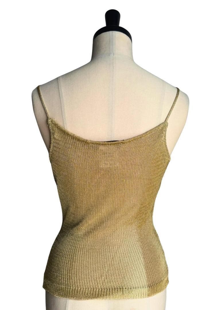 John Galliano Y2K ゴールド キャミ トップ 裏地付き サイズS