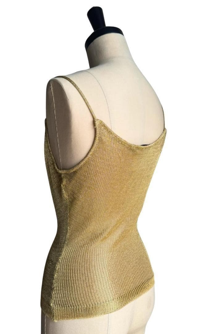 John Galliano Y2K ゴールド キャミ トップ 裏地付き サイズS