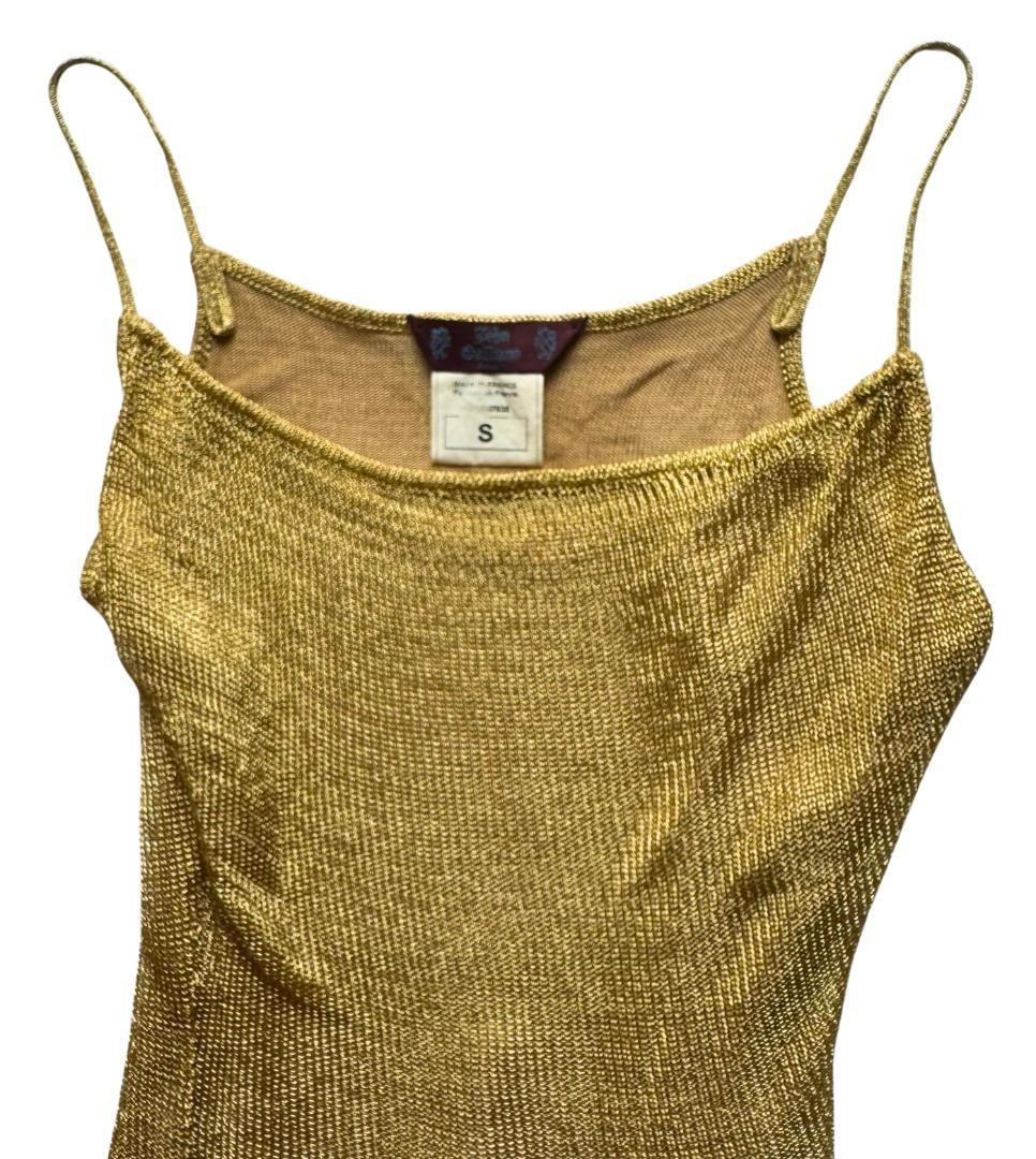 John Galliano Y2K ゴールド キャミ トップ 裏地付き サイズS